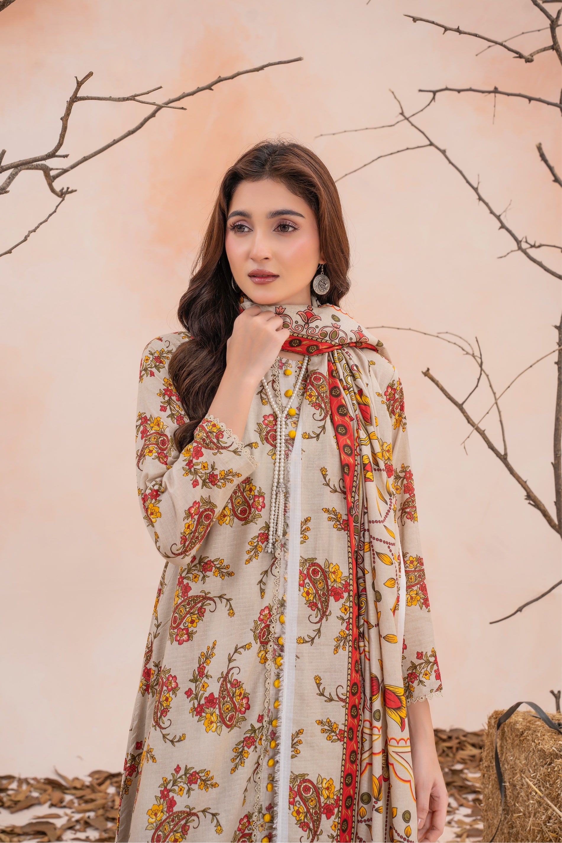 Periwinkle- Luxury 03 Piece Unstitched Digital Print Bana Dora