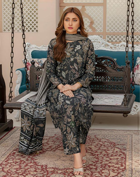 Verlyn- 03 Piece Khaddar Unstitched Digital Print with khaddar Dupatta