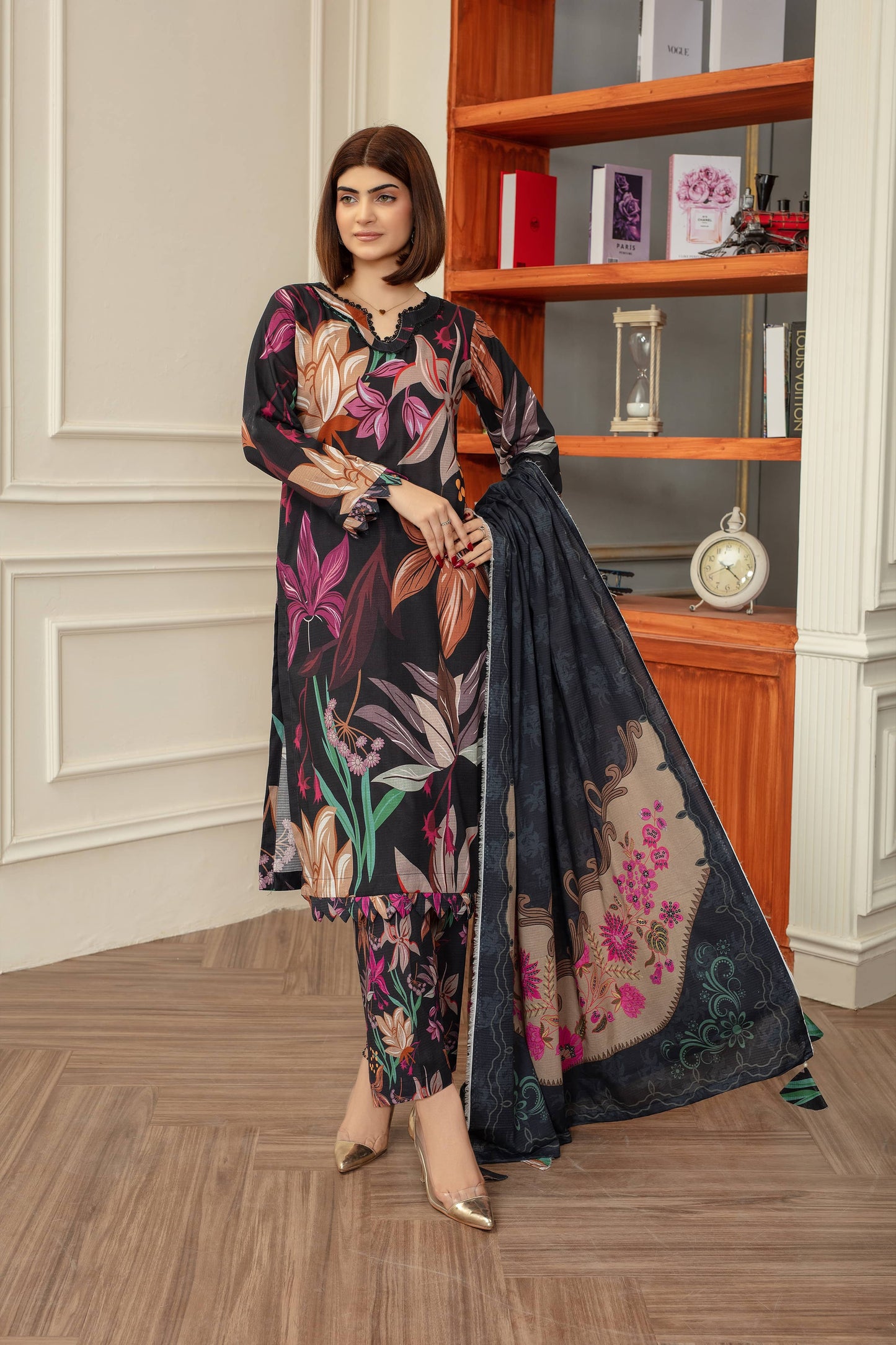 Pashmina- Luxury 03 Piece - Digital Print Bana Dora