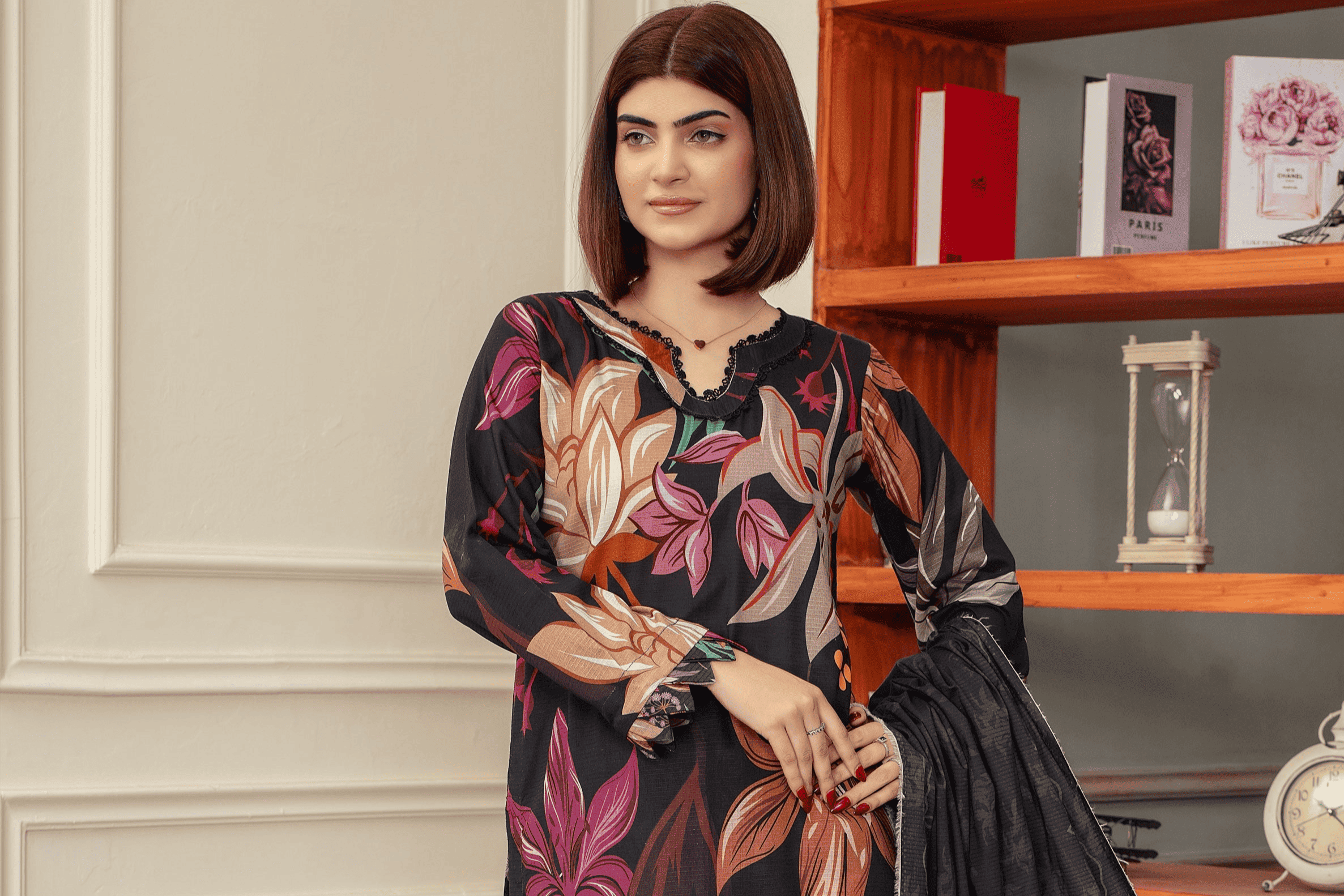 Pashmina- Luxury 03 Piece Unstitched Digital Print Bana Dora