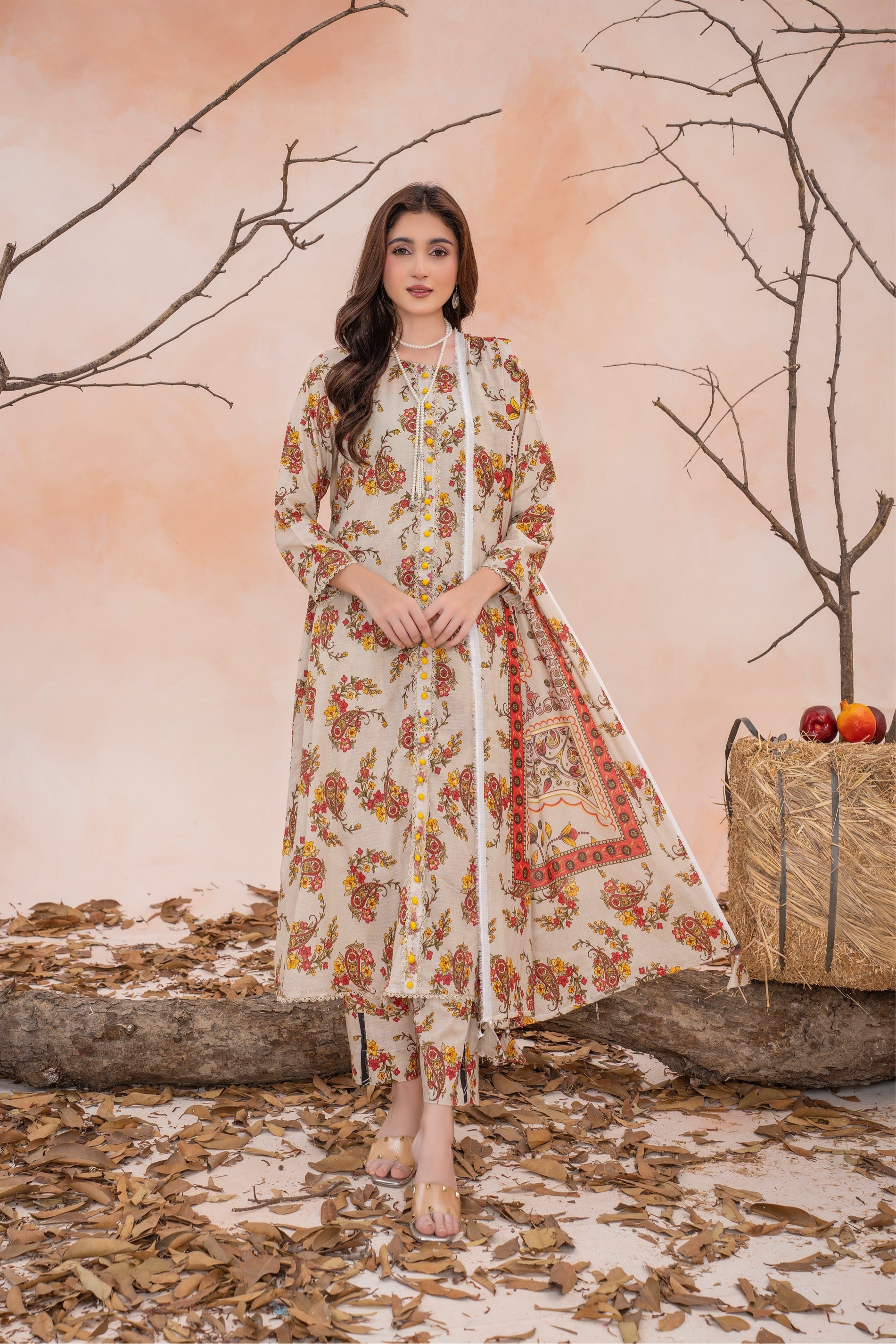 Periwinkle- Luxury 03 Piece Unstitched Digital Print Bana Dora