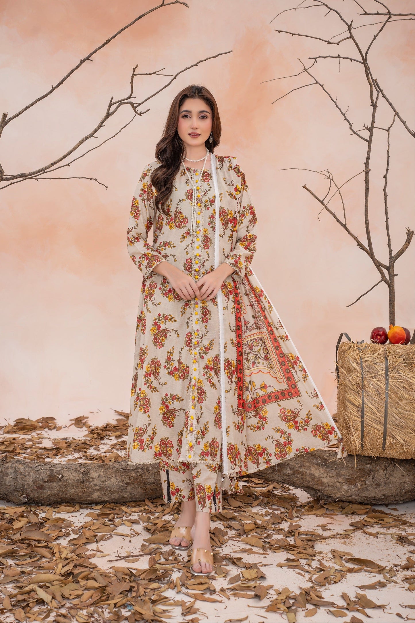 Periwinkle- Luxury 03 Piece - Digital Print Bana Dora