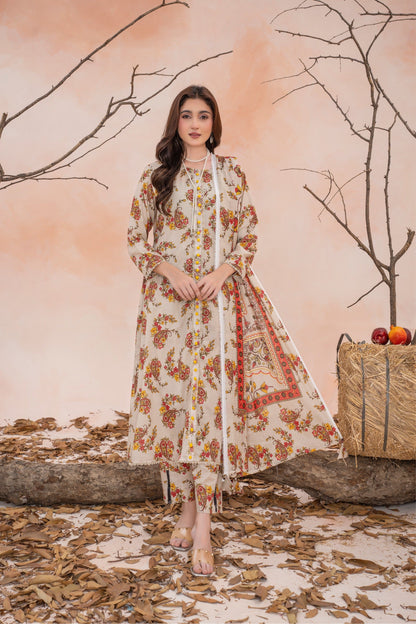 Periwinkle- Luxury 03 Piece - Digital Print Bana Dora