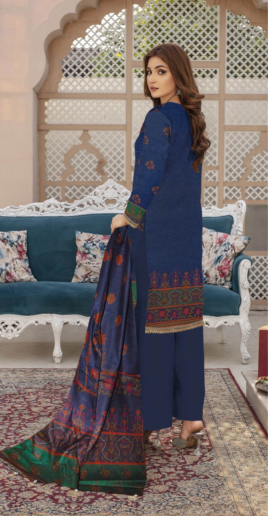 Glam - 03 Piece Digital Print - Ayzal Minal