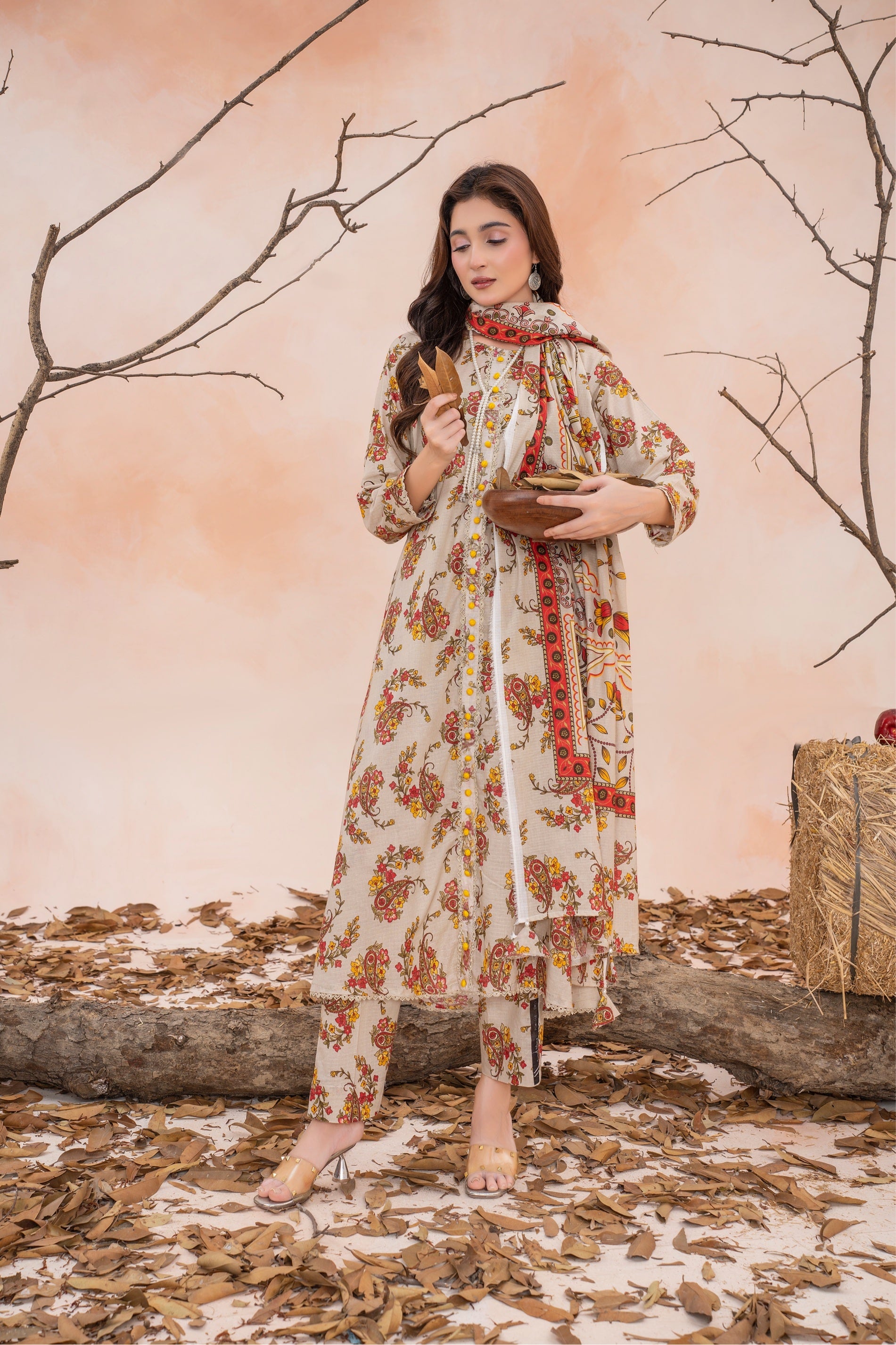 Periwinkle- Luxury 03 Piece Unstitched Digital Print Bana Dora