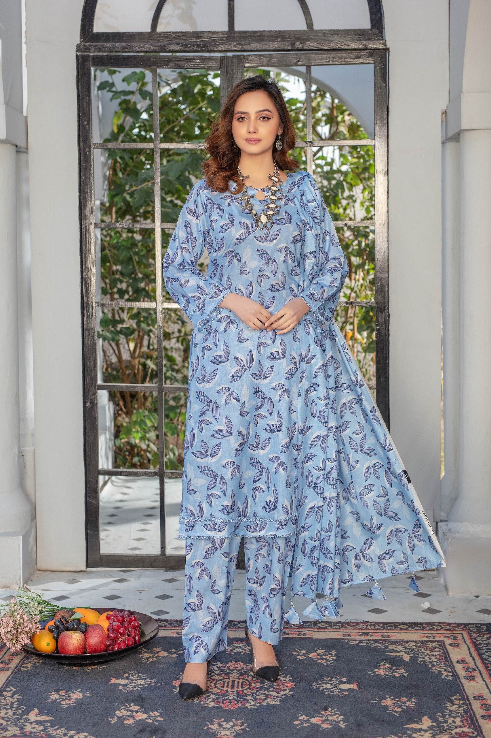 Indira - 03 Piece Unstitched Digital Print with Lawn Dupatta - Ayzal Minal