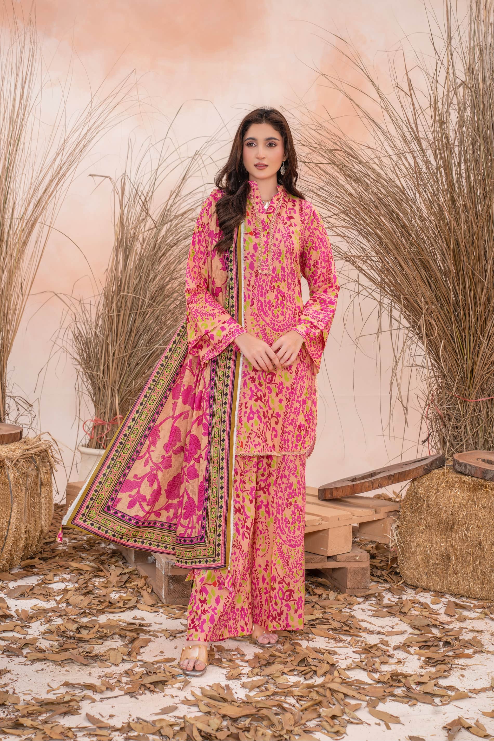 Ayra- Luxury 03 Piece Unstitched Digital Print Bana Dora