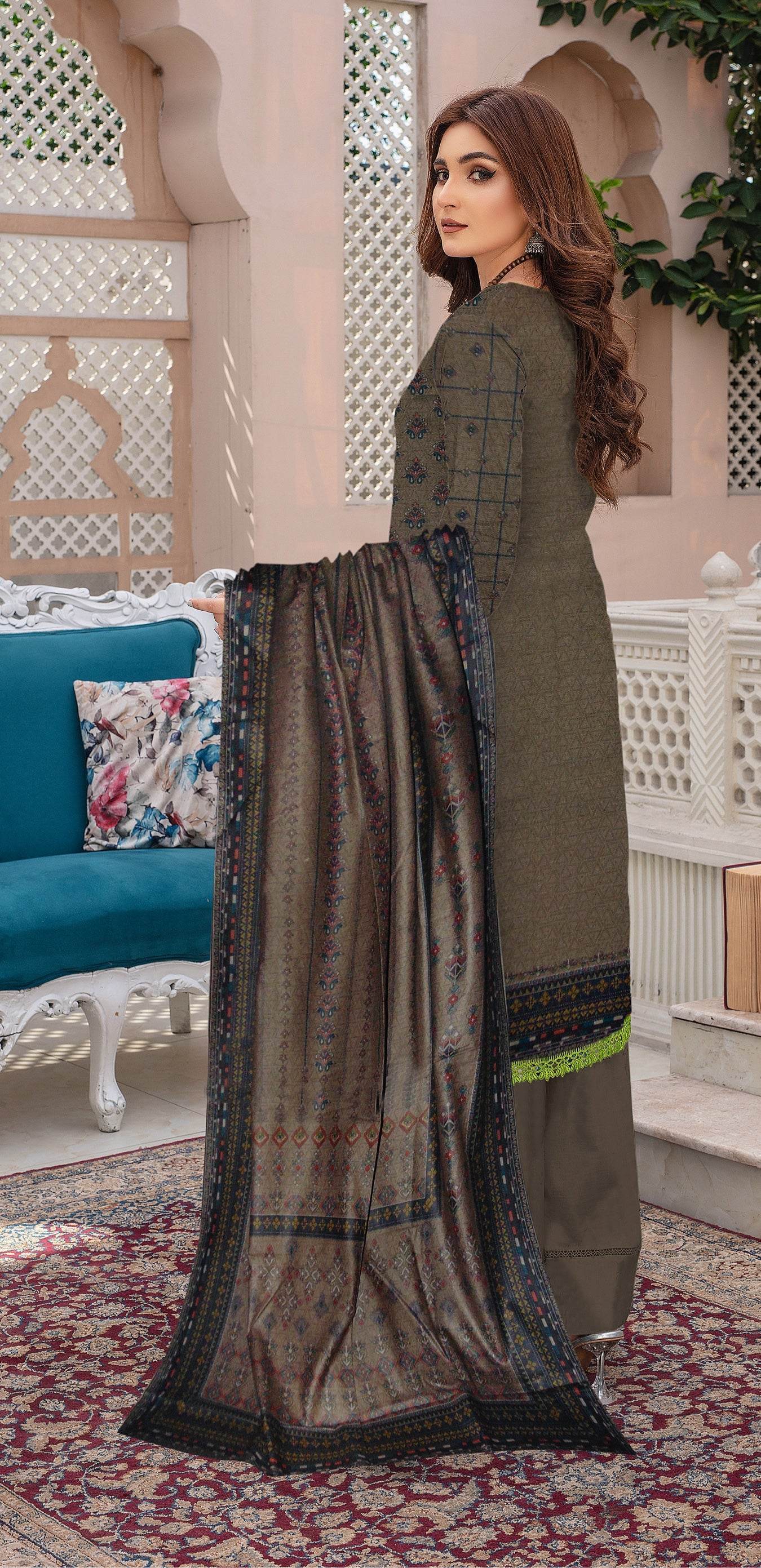 Edgy - 03 Piece Digital Print - Ayzal Minal