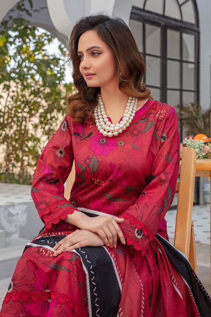 Opal- 03 Piece Unstitched Digital Print with Lawn Dupatta