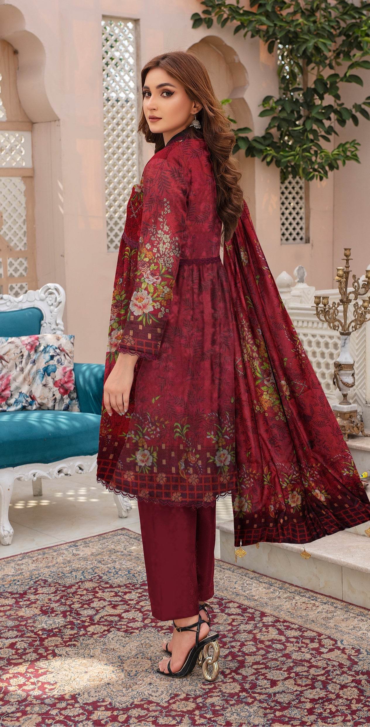 Charm -Dhanak 03 Piece Digital Print - Ayzal Minal