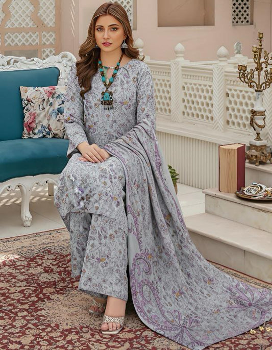 Seraph- 03 Piece Khaddar Unstitched Digital Print with khaddar Dupatta