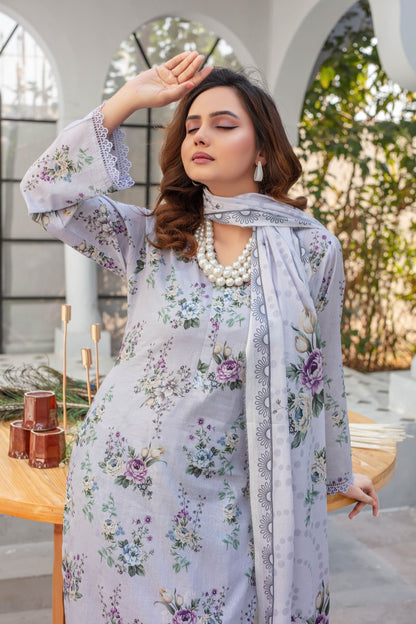 Zinnia- 03 Piece Khaddar - Digital Print with khaddar Dupatta