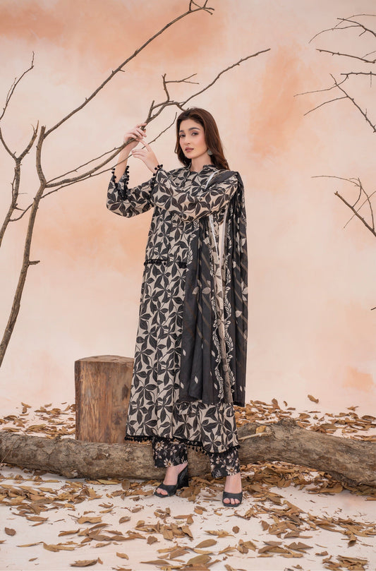 Elle- Luxury 03 Piece Unstitched Digital Print Lawn