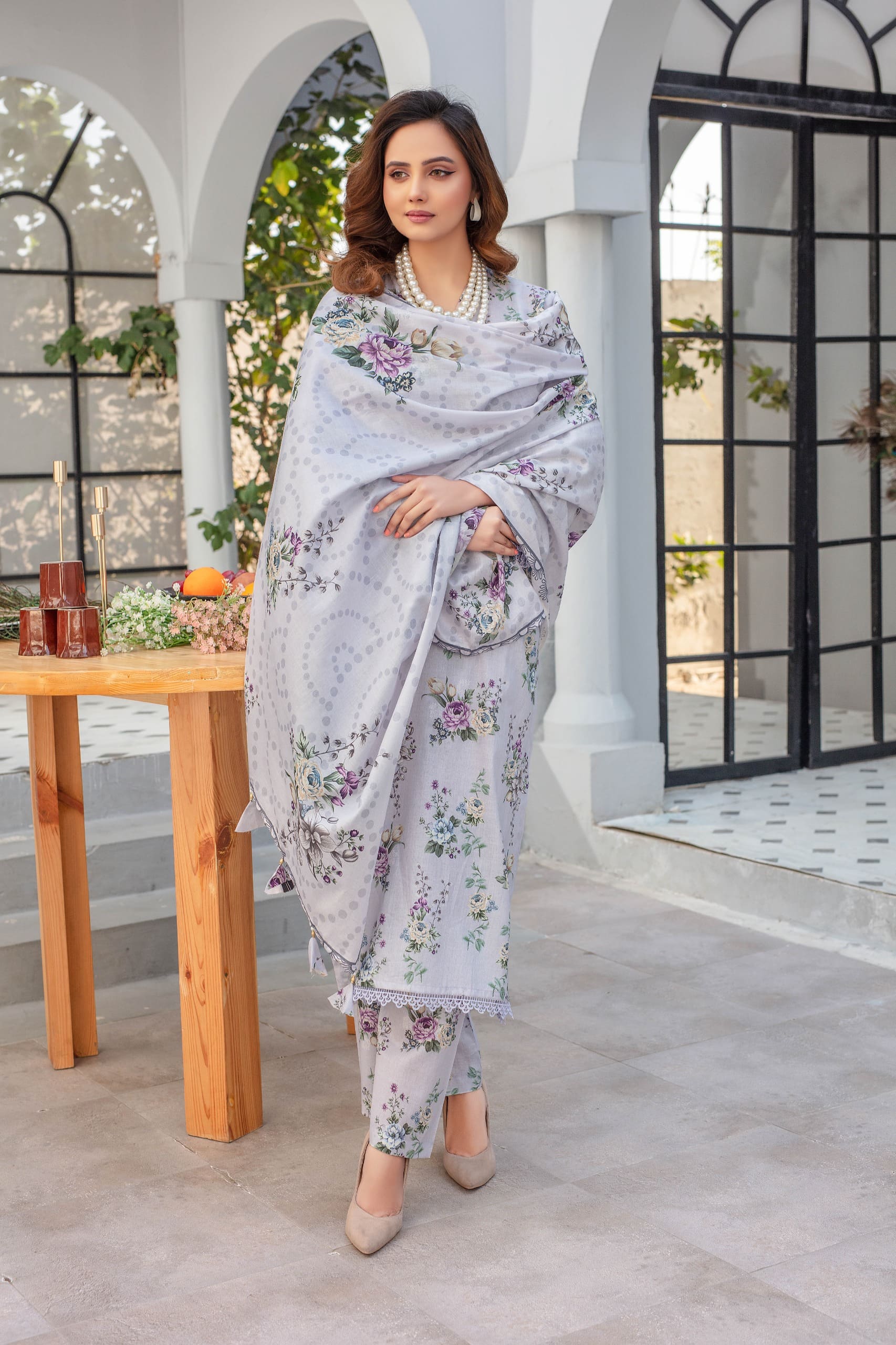 Zinnia- 03 Piece Unstitched Digital Print with Lawn Dupatta