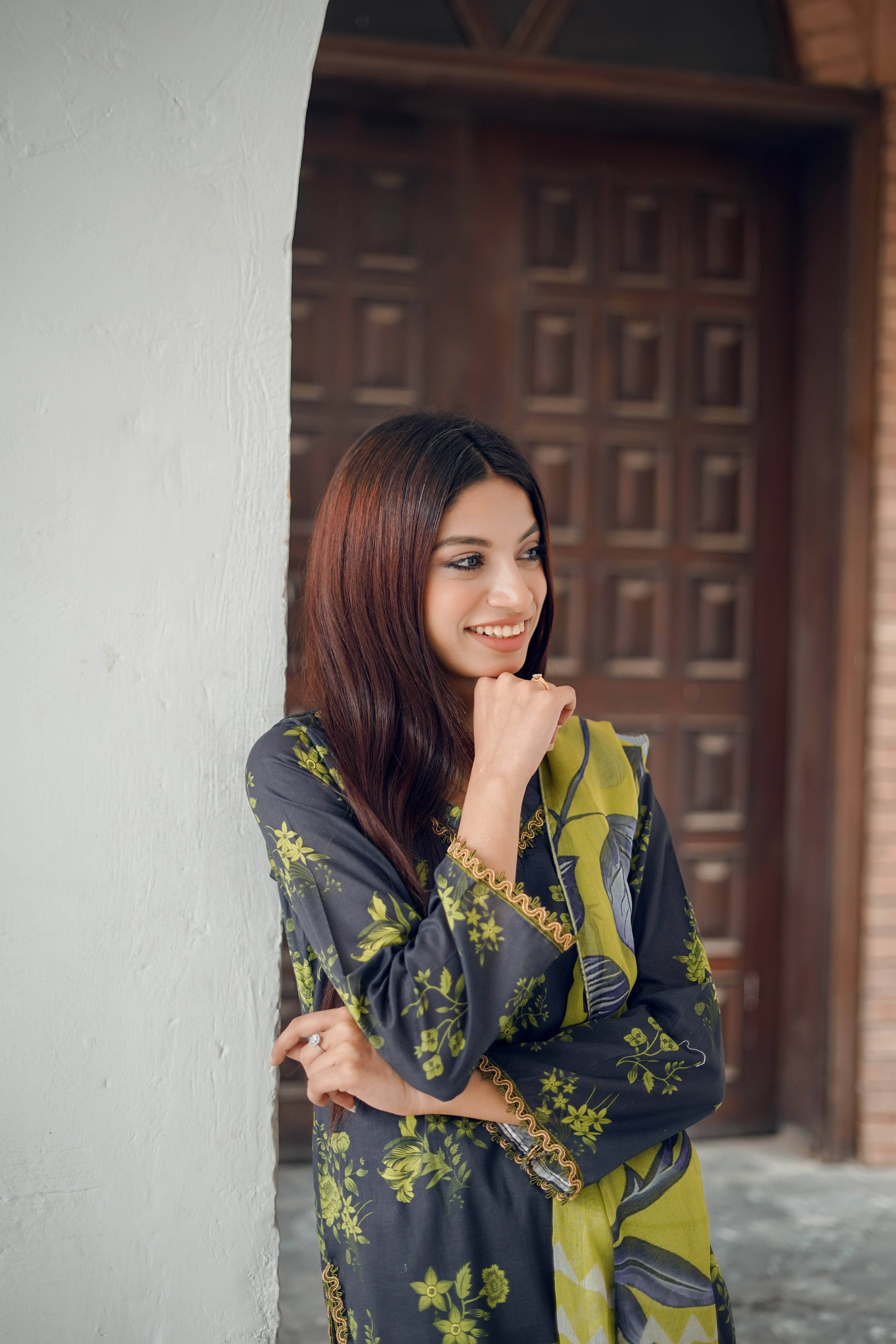 Lemon Blossom - 03 Piece Unstitched Digital Print with Bamber Dupatta