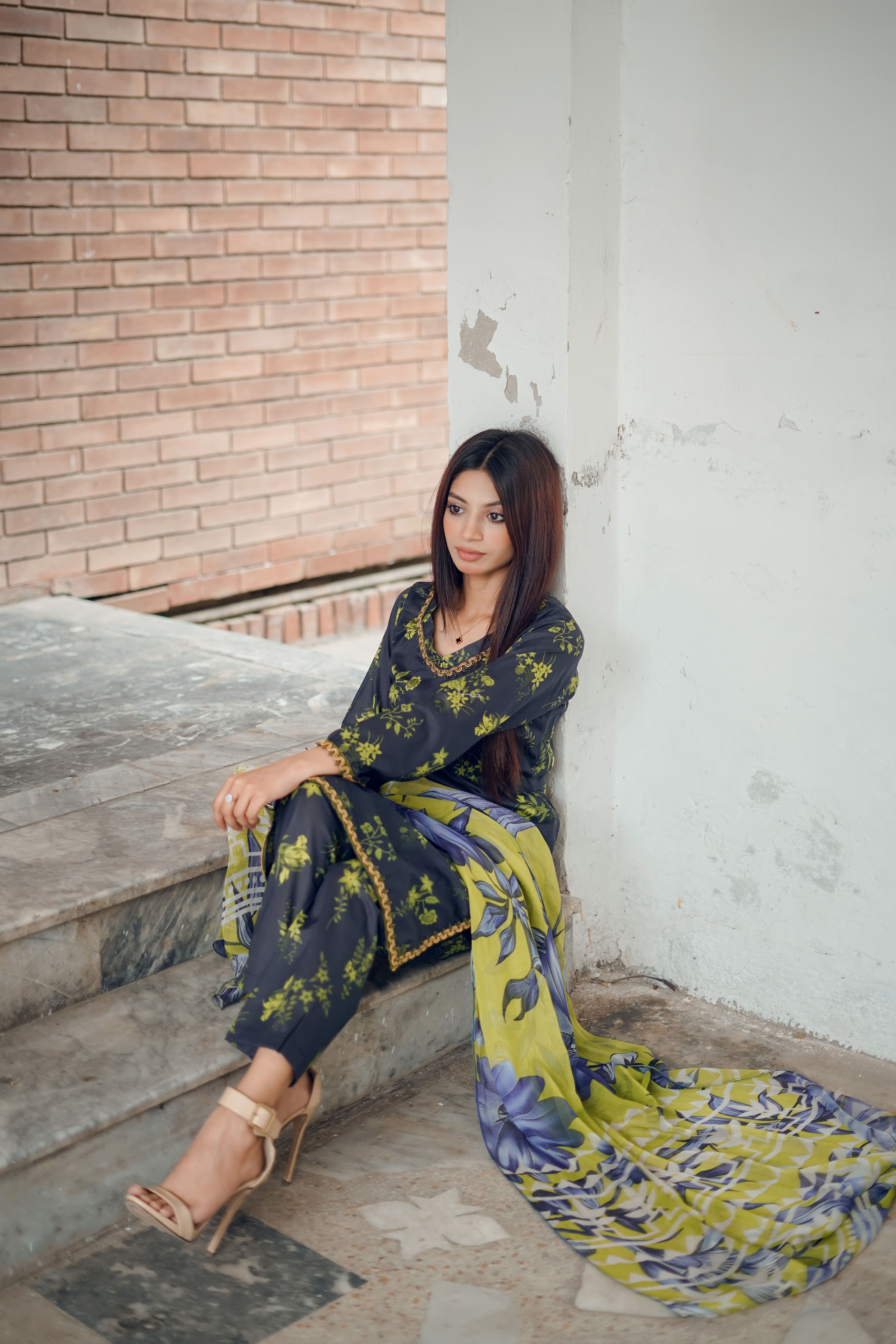 Lemon Blossom - 03 Piece Unstitched Digital Print with Bamber Dupatta