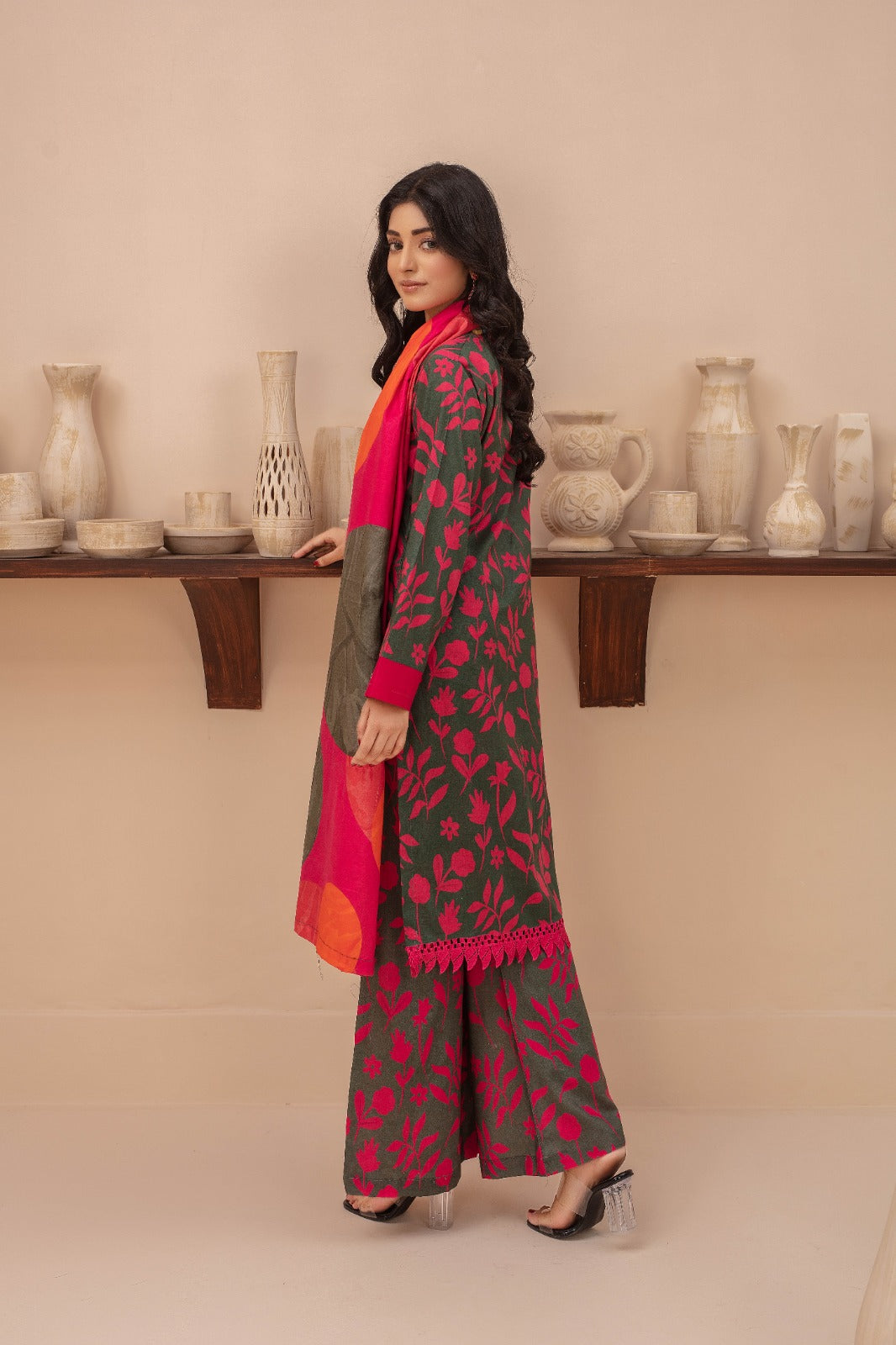 Scarlet - 03 Piece Unstitched Digital Print with Lawn Dupatta