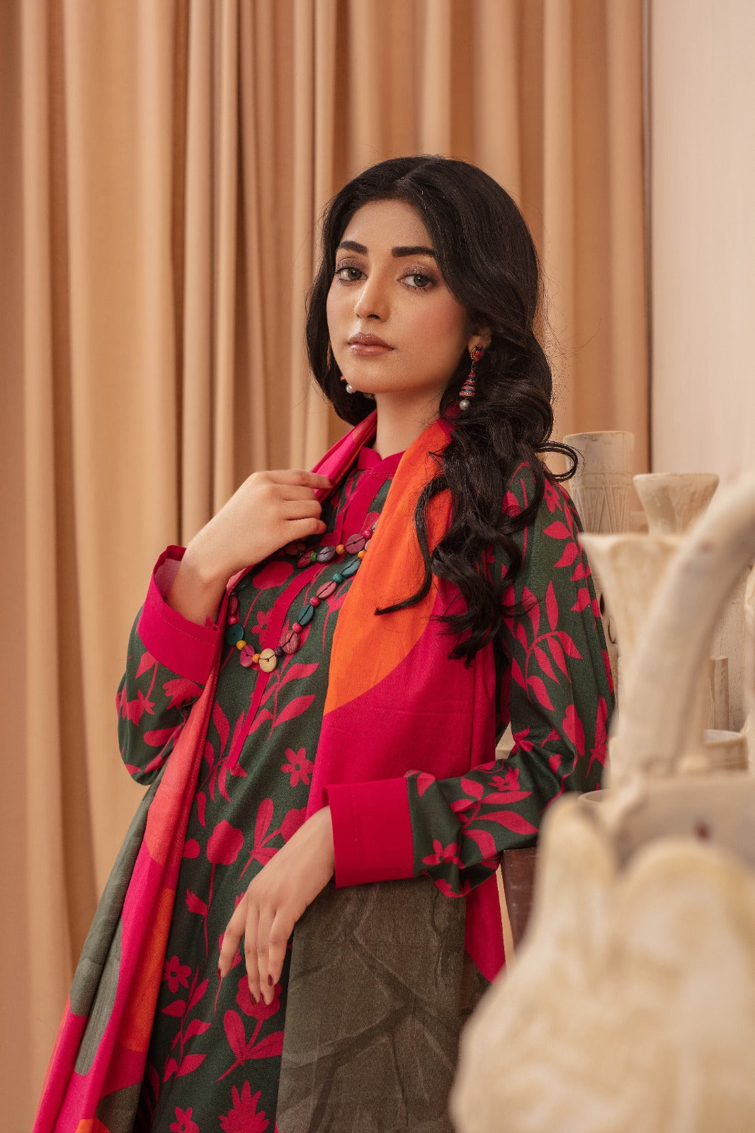 Scarlet - 03 Piece Unstitched Digital Print with Lawn Dupatta