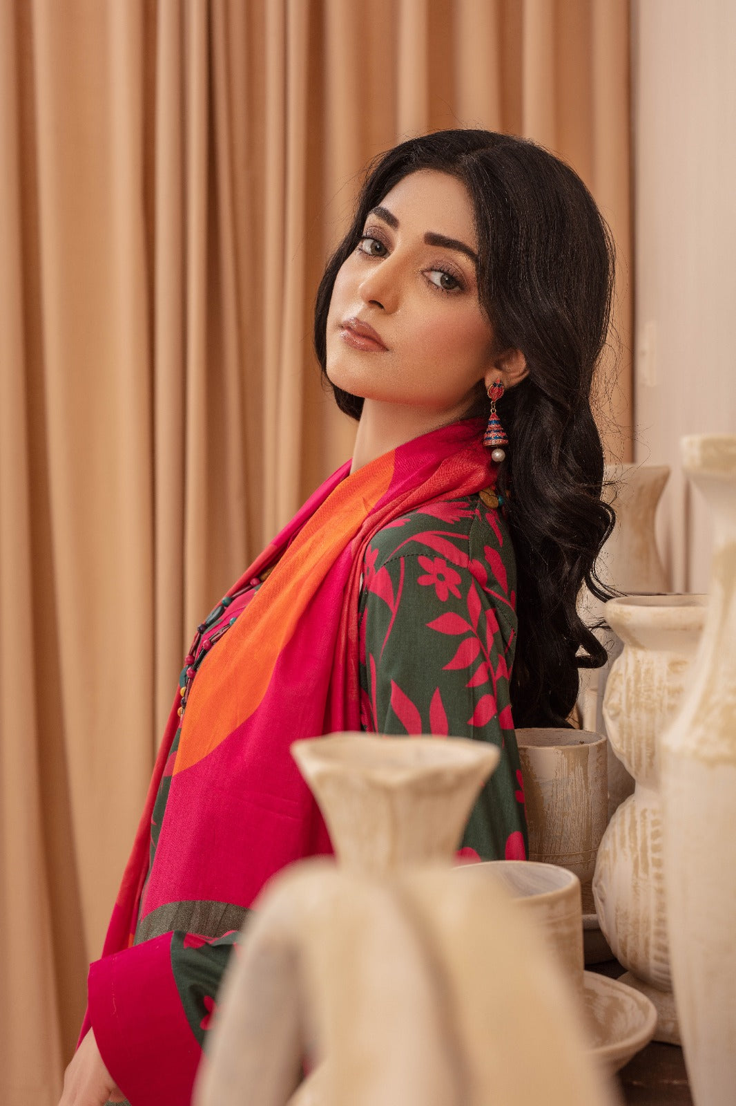 Scarlet - 03 Piece Unstitched Digital Print with Lawn Dupatta