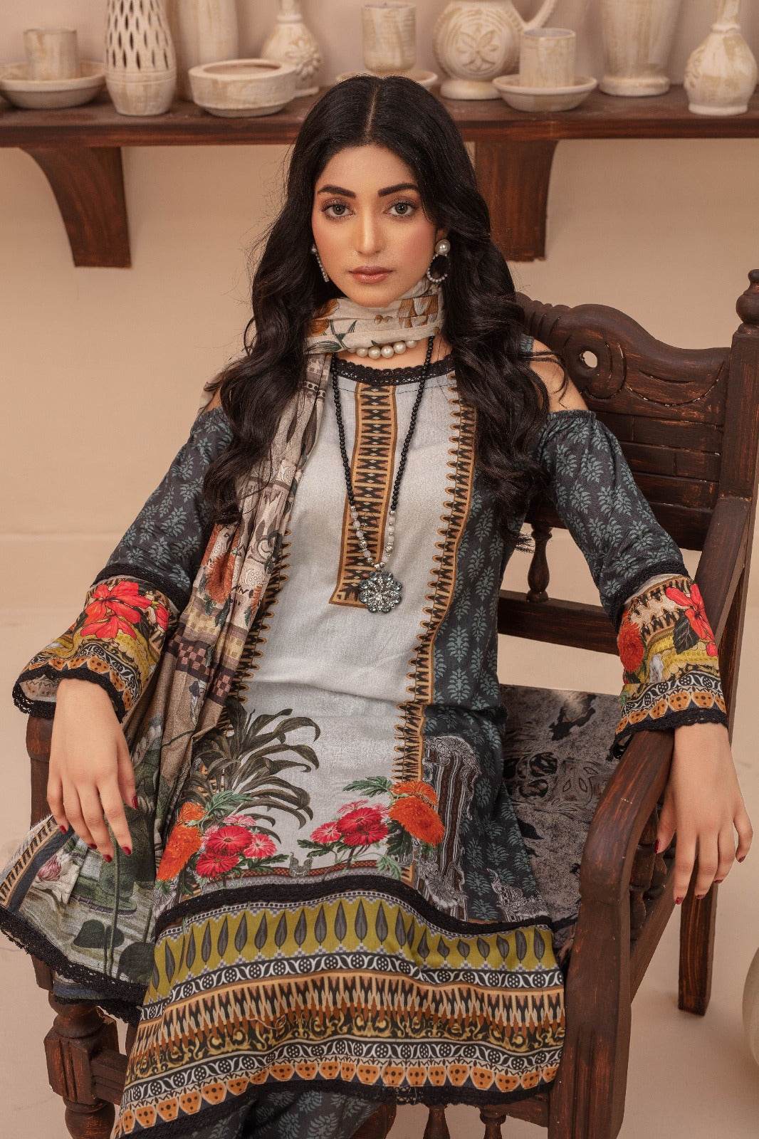 Eden - 03 Piece Unstitched Digital Print with Lawn Dupatta - Ayzal Minal