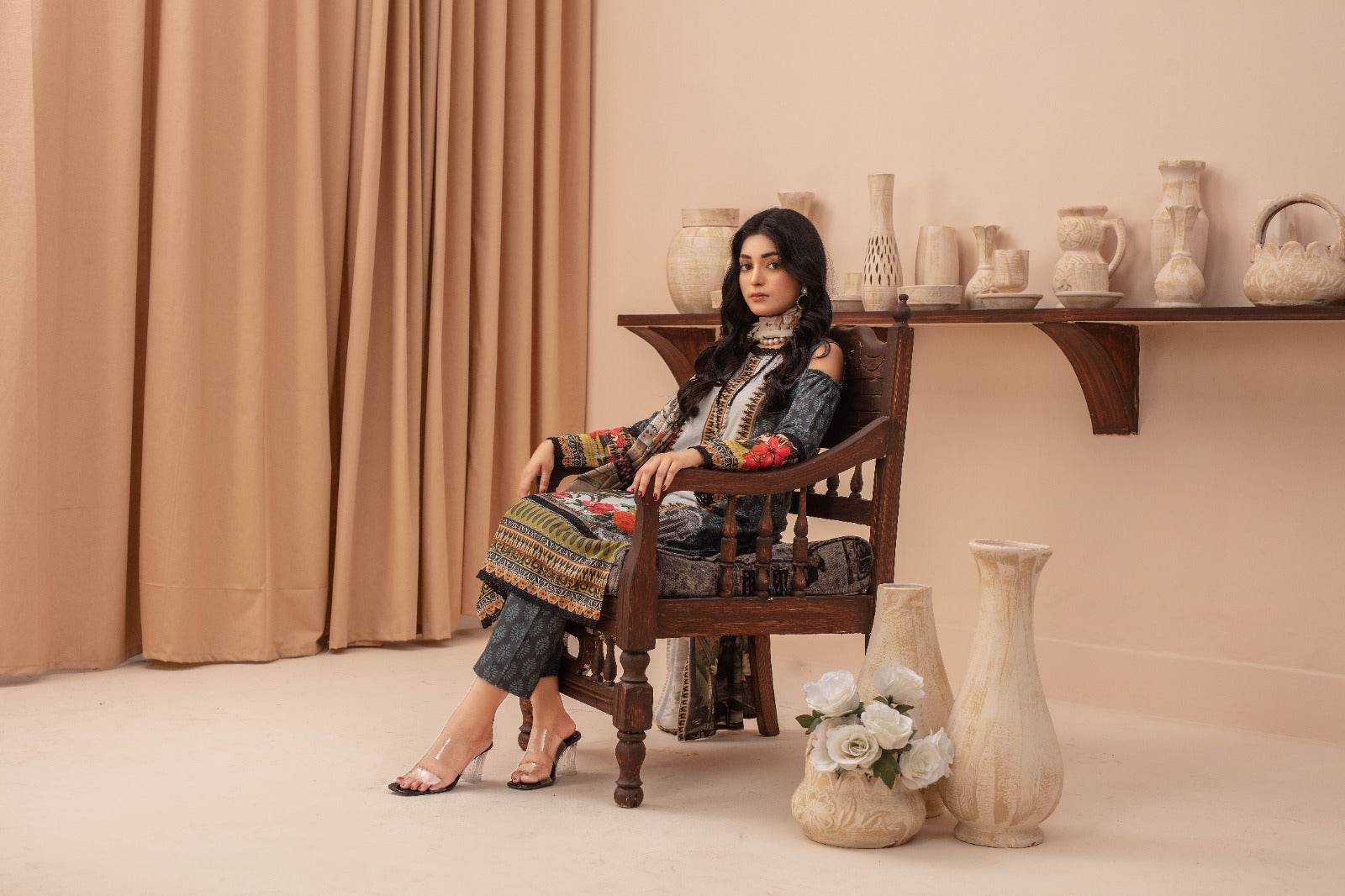 Eden - 03 Piece Unstitched Digital Print with Lawn Dupatta - Ayzal Minal