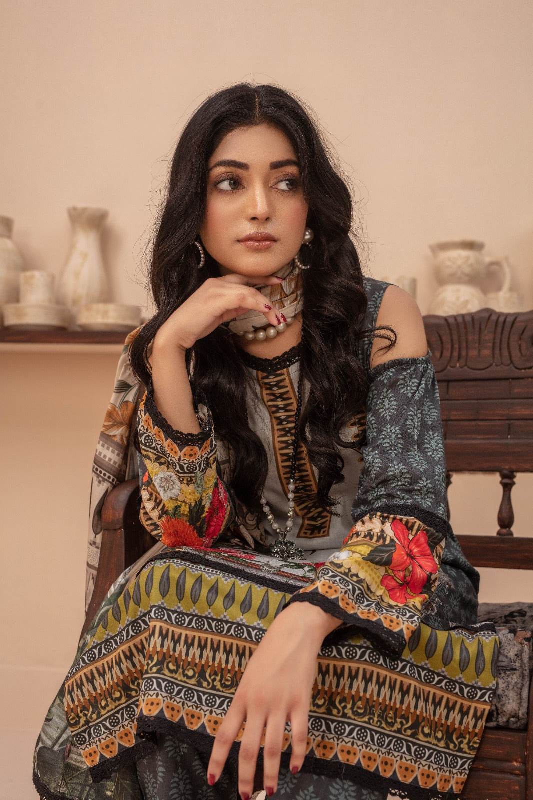 Eden - 03 Piece Unstitched Digital Print with Lawn Dupatta - Ayzal Minal