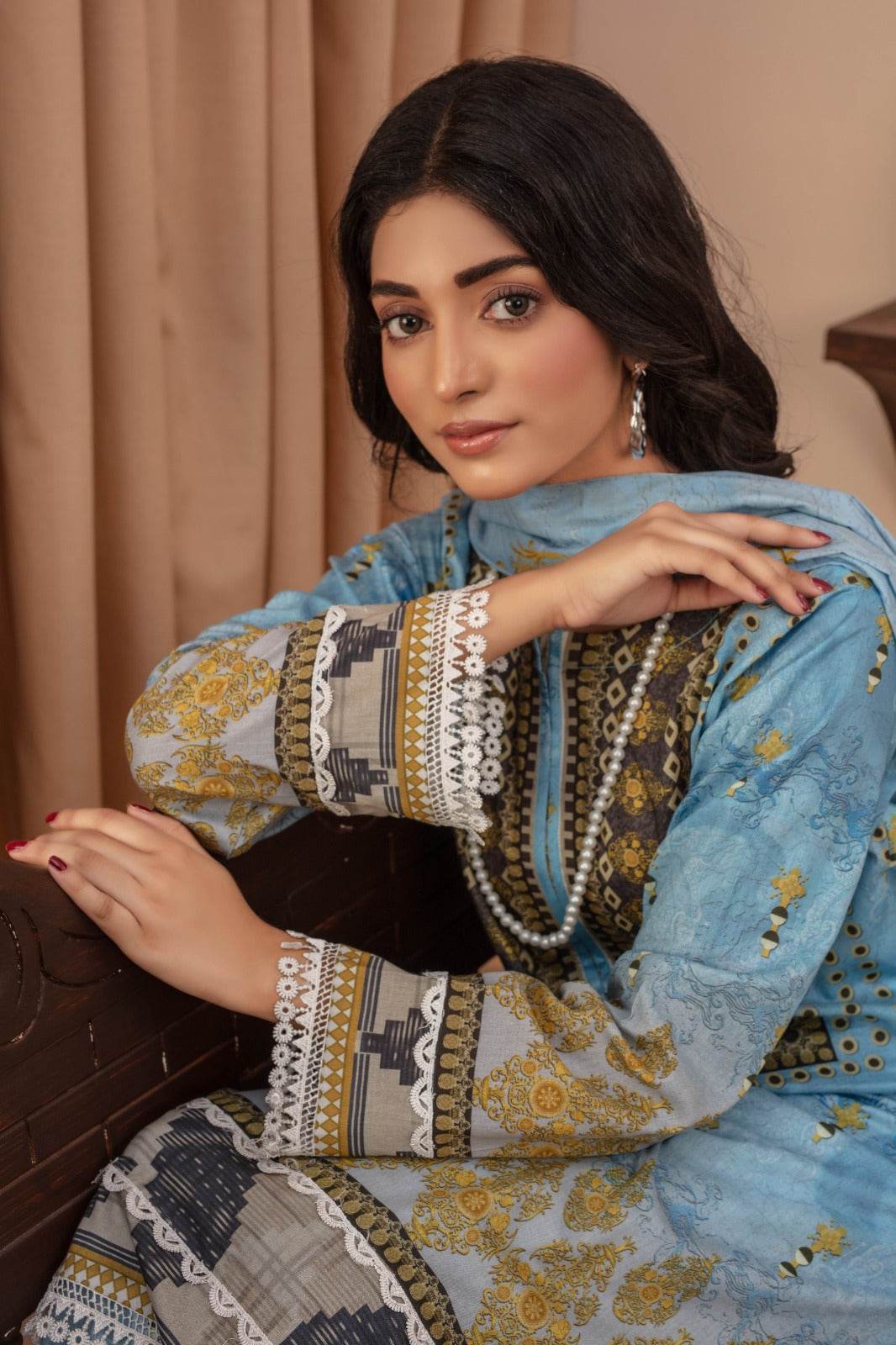 Azure - 03 Piece Unstitched Digital Print with Lawn Dupatta