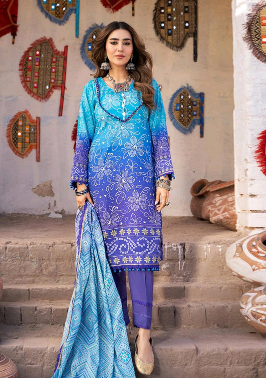 Azura- 03 Piece - Digital Print with Lawn Voil  Dupatta