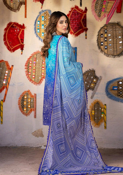 Azura- 03 Piece - Digital Print with Lawn Voil  Dupatta