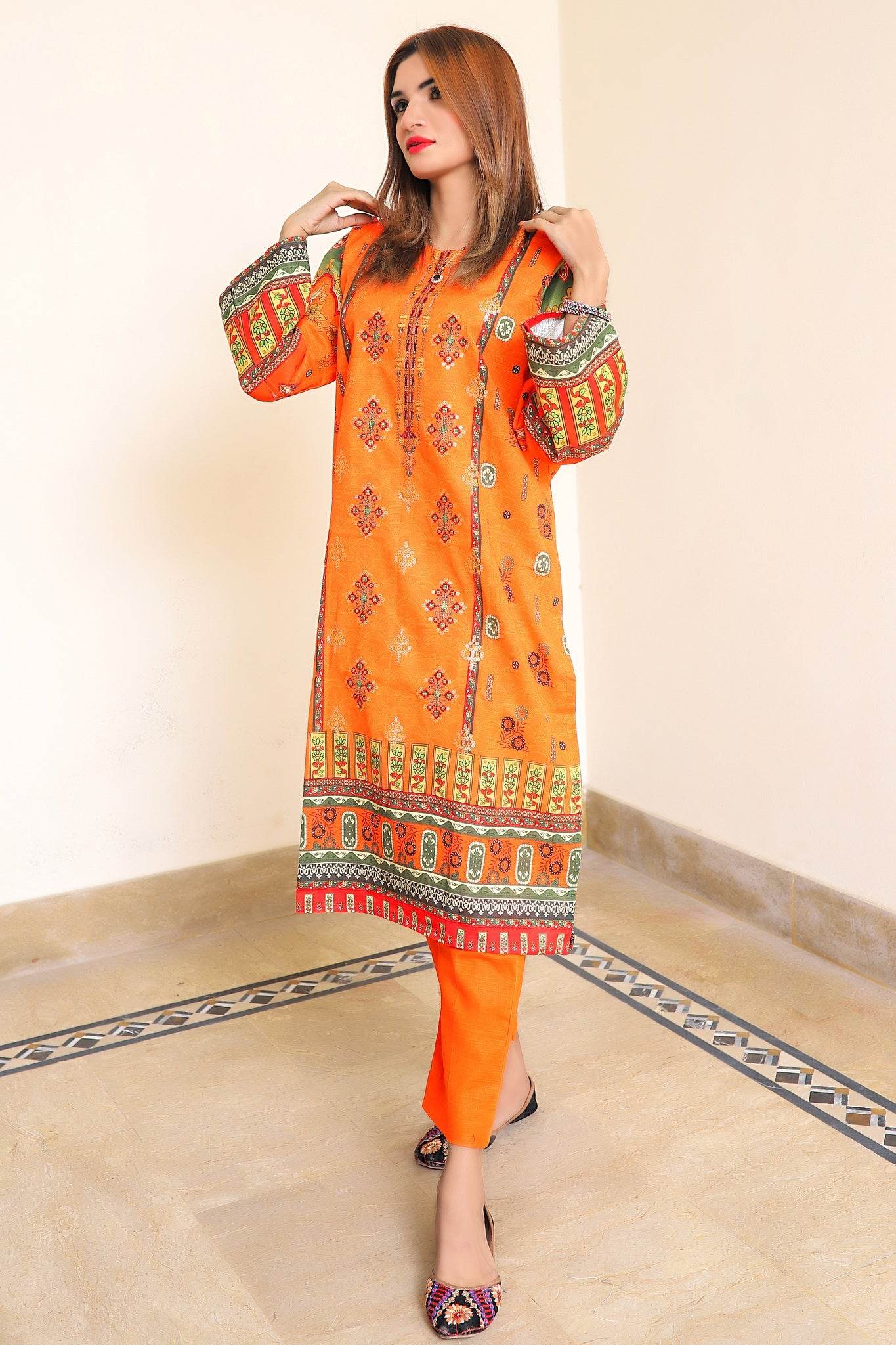 Autumn Mosaic - 3 PIECE EMBROIDERED UNSTITCHED KHADDAR - Ayzal Minal