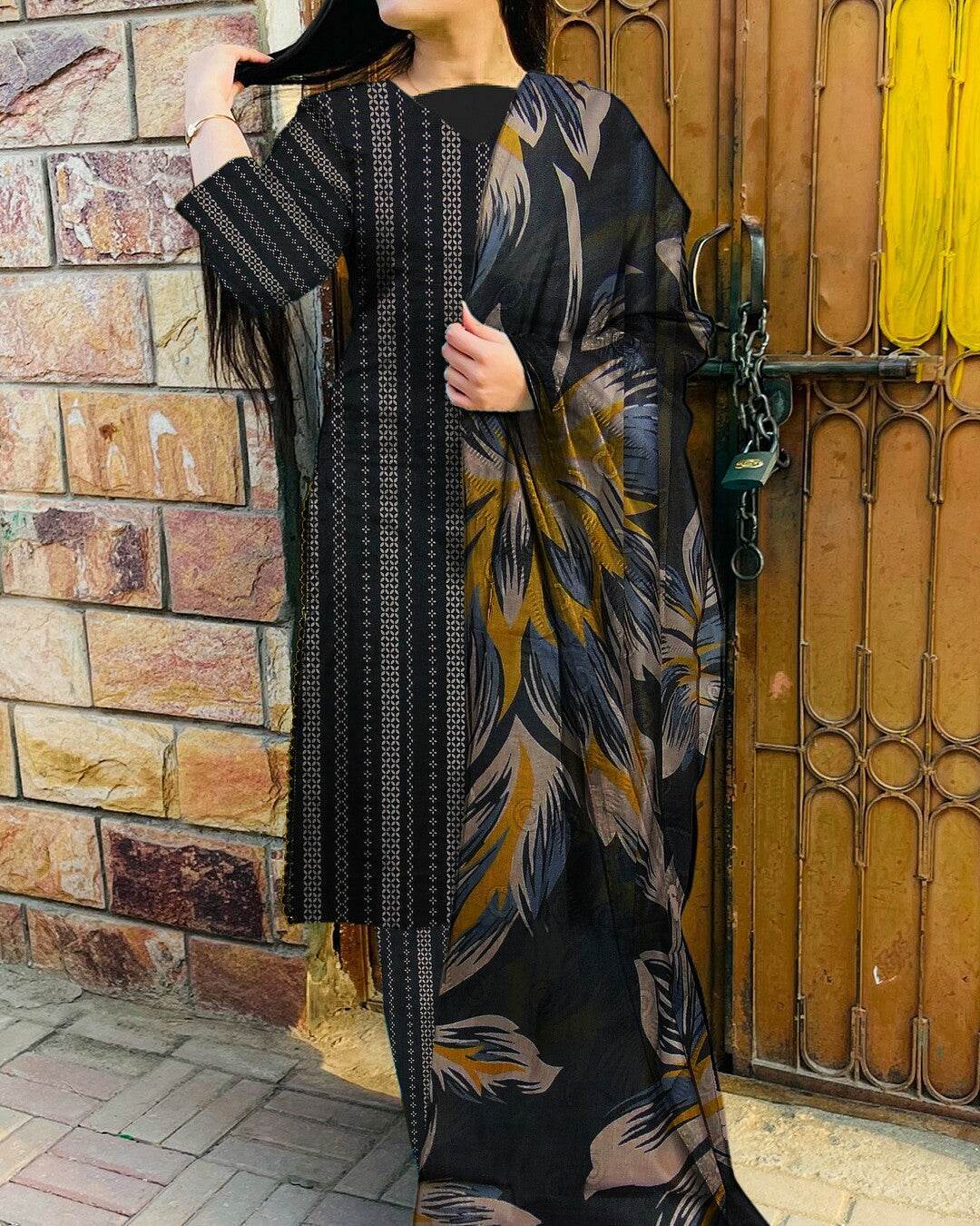 Midnight Whispers - 03 Piece Unstitched Digital Print with Lawn Dupatta