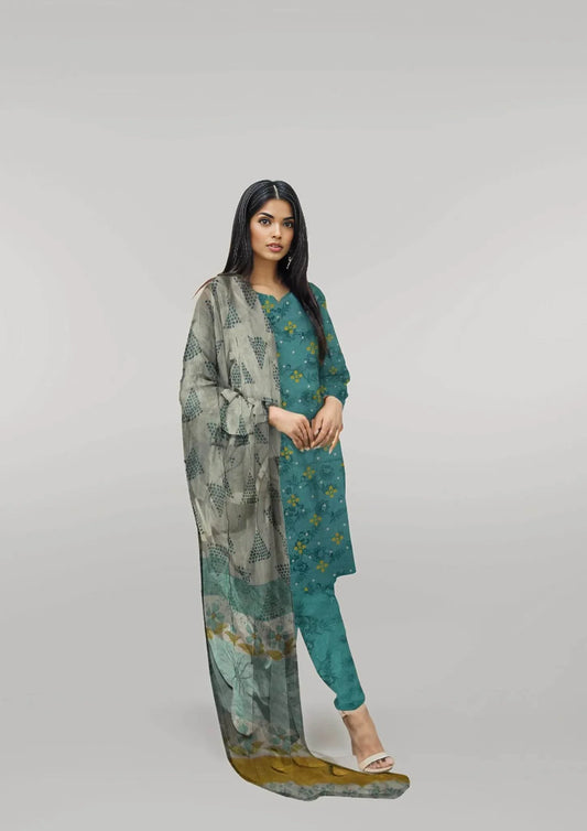 Khizr-e-Bahar - 03 Piece Unstitched Digital Print with Lawn Dupatta