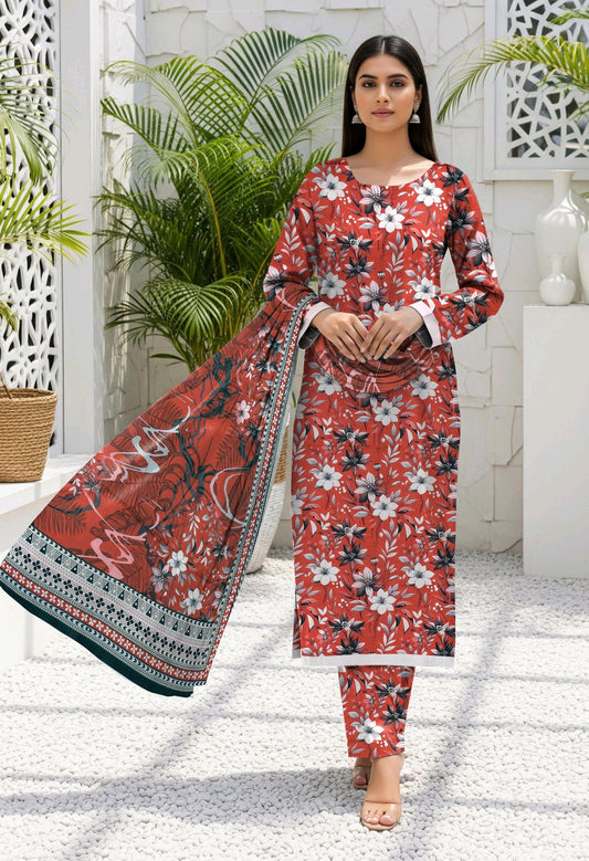 Liora- 03 Piece - Digital Print with Lawn Voil  Dupatta