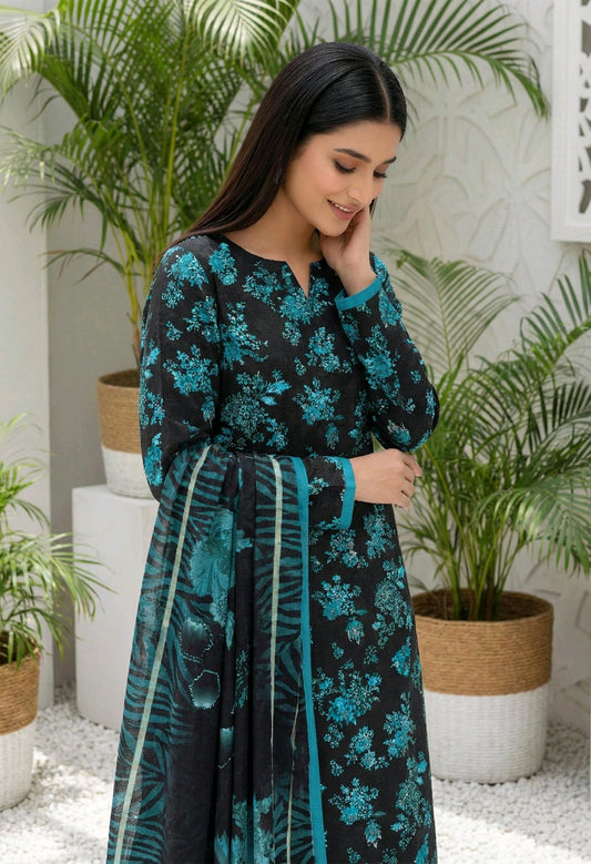 Alvina- 03 Piece - Digital Print with Lawn Voil  Dupatta