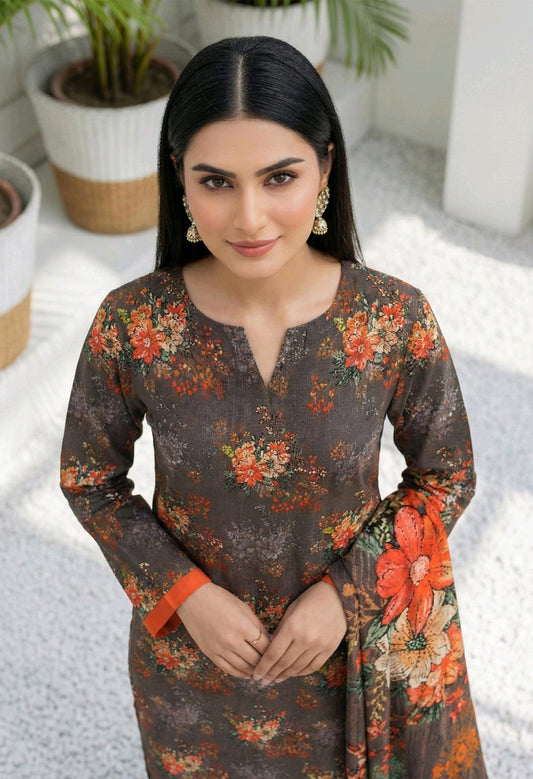 Zariya- 03 Piece - Digital Print with Lawn Voil  Dupatta